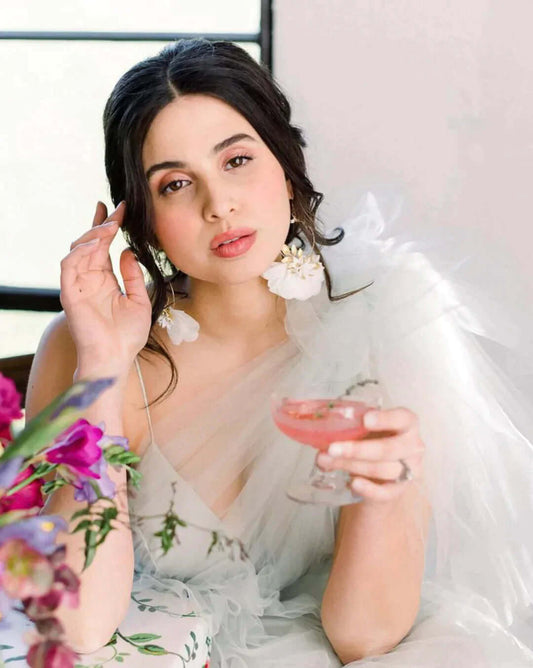Featured product: Chiffon floral bridal earrings Tessa Kim