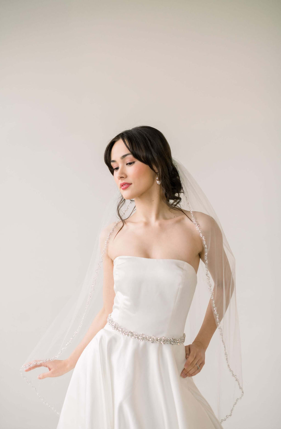 beaded sequin bridal veil
