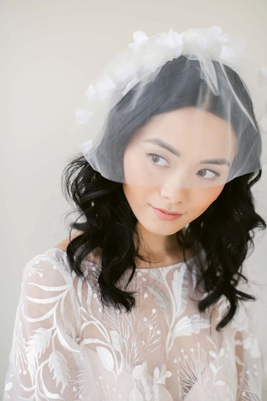 Featured product: Chiffon floral tulle birdcage veil Tessa Kim