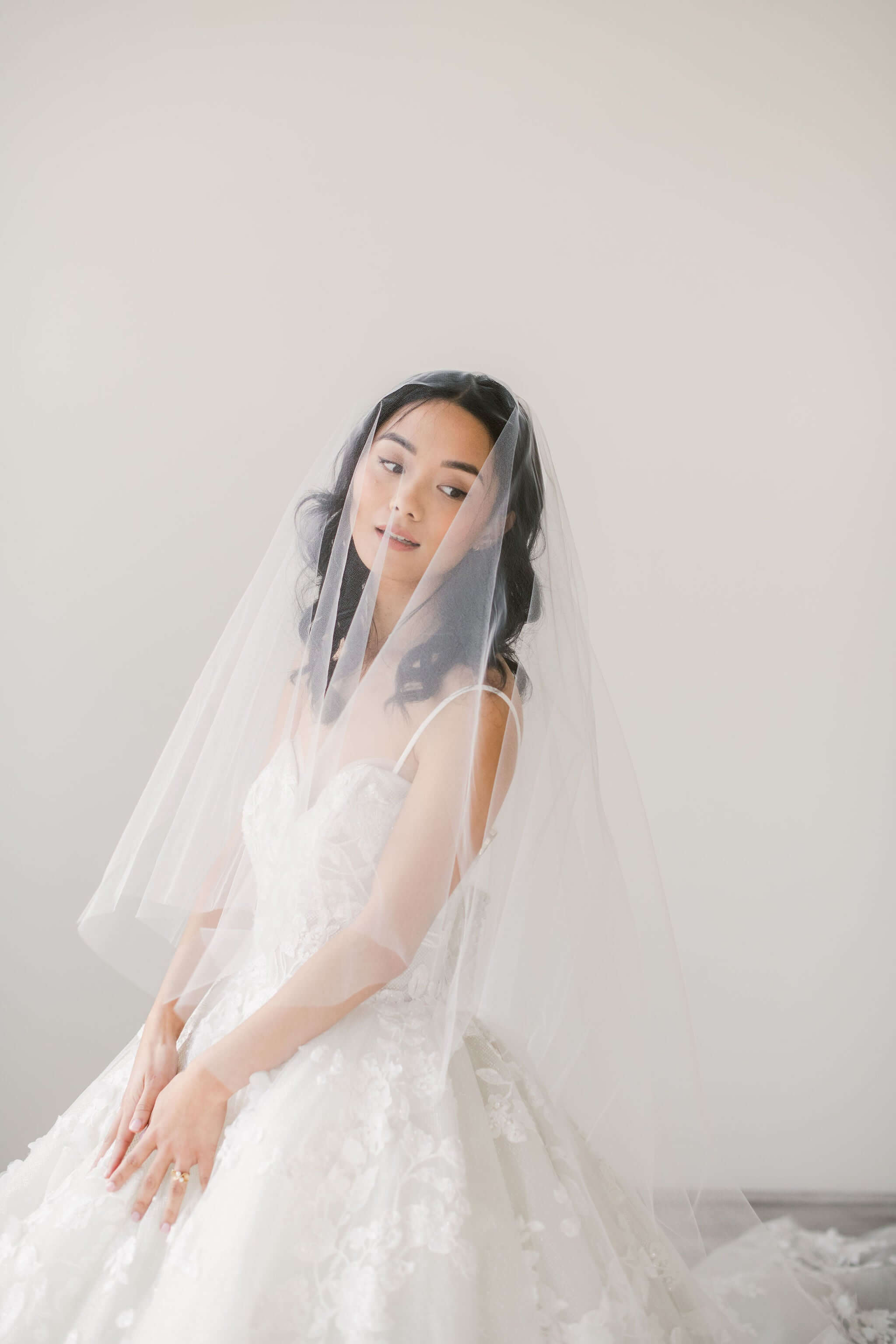 Italian tulle bridal veil with blusher – Tessa Kim