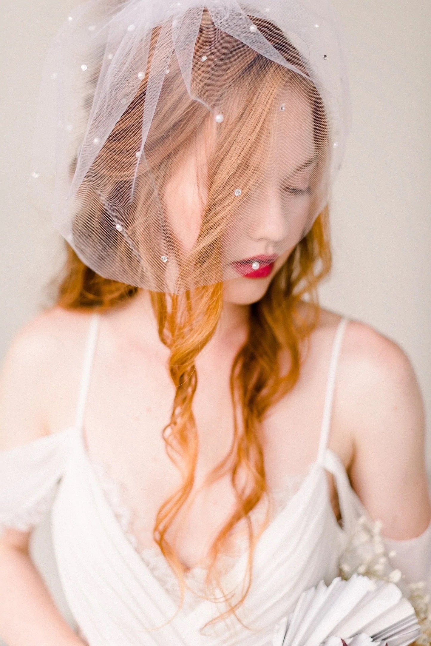 pearl birdcage veil