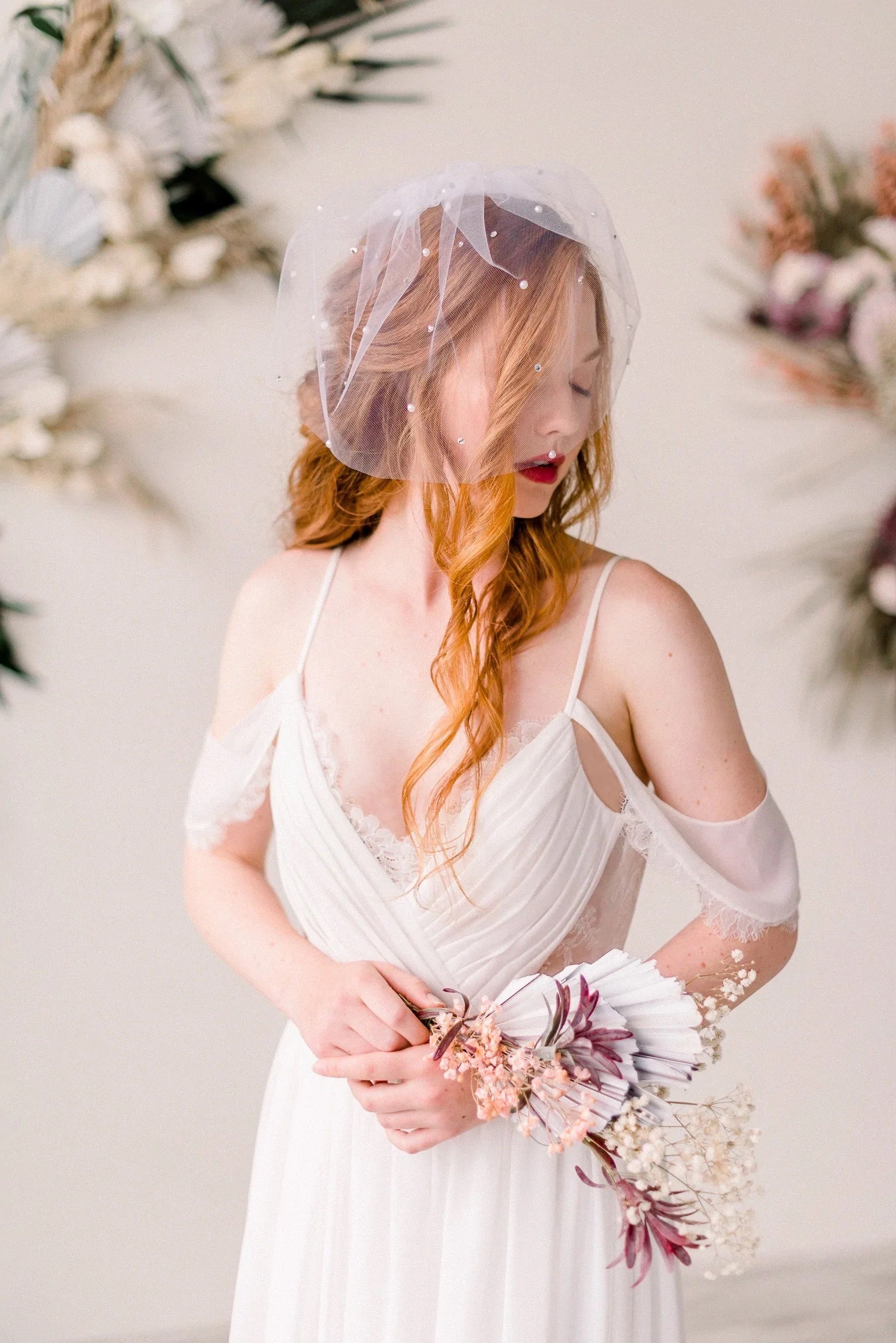 crystal birdcage veil