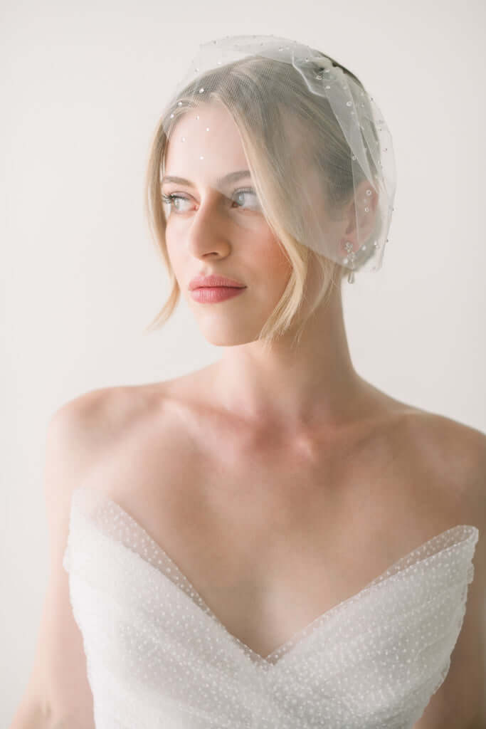 dew drop birdcage veil