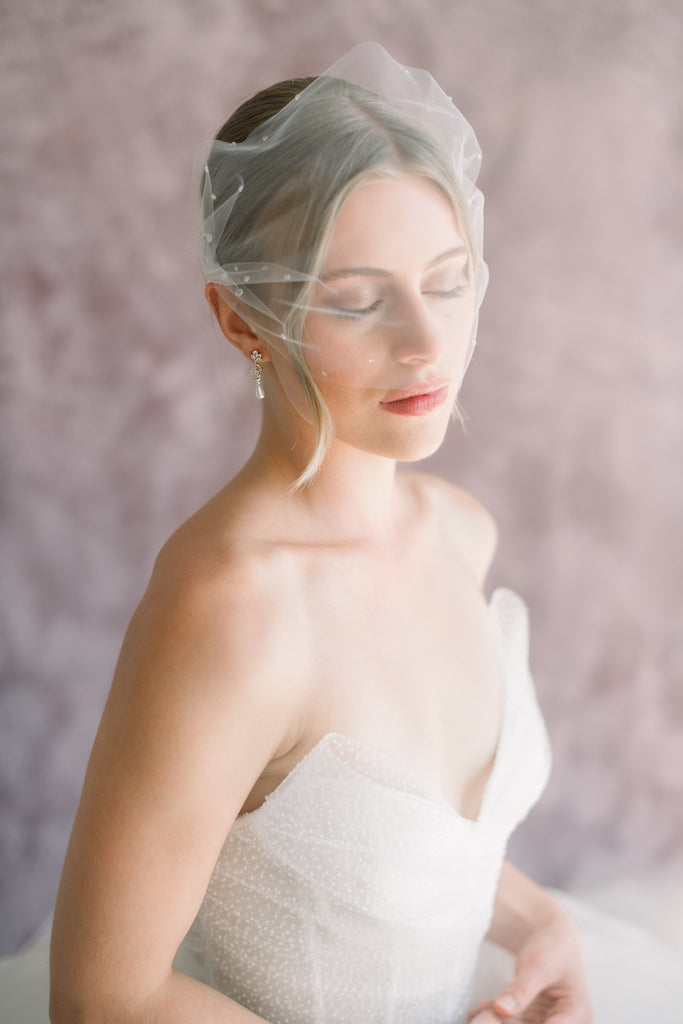 dew drop bandeau birdcage veil