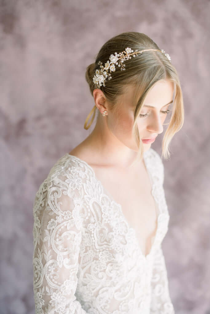 wedding gold floral headpiece