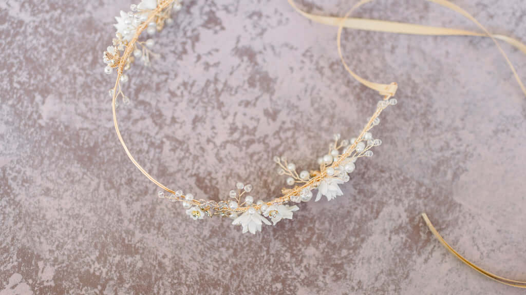 handmade gold floral headpiece