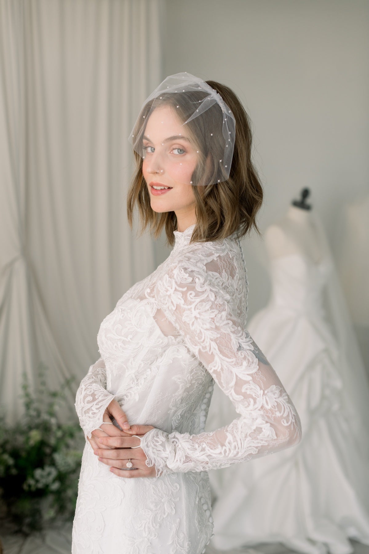Mini Pearl Birdcage Veil | Pearl Bridal Veil | Short Wedding Veil | Birdcage Veil