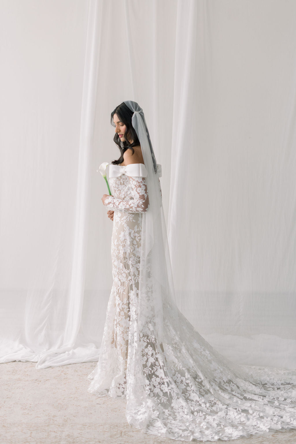 soft Juliet cap veil