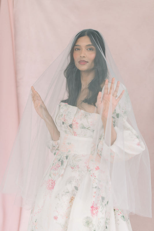 Drop veil Italian matte tulle veil