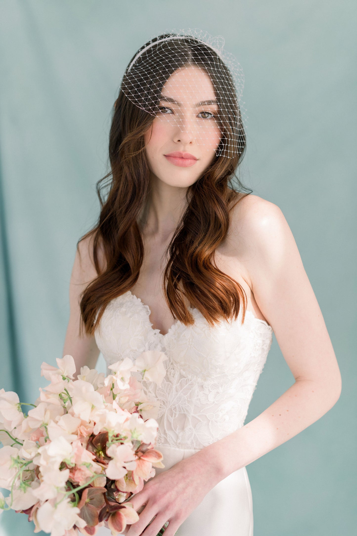 headband mini birdcage veil