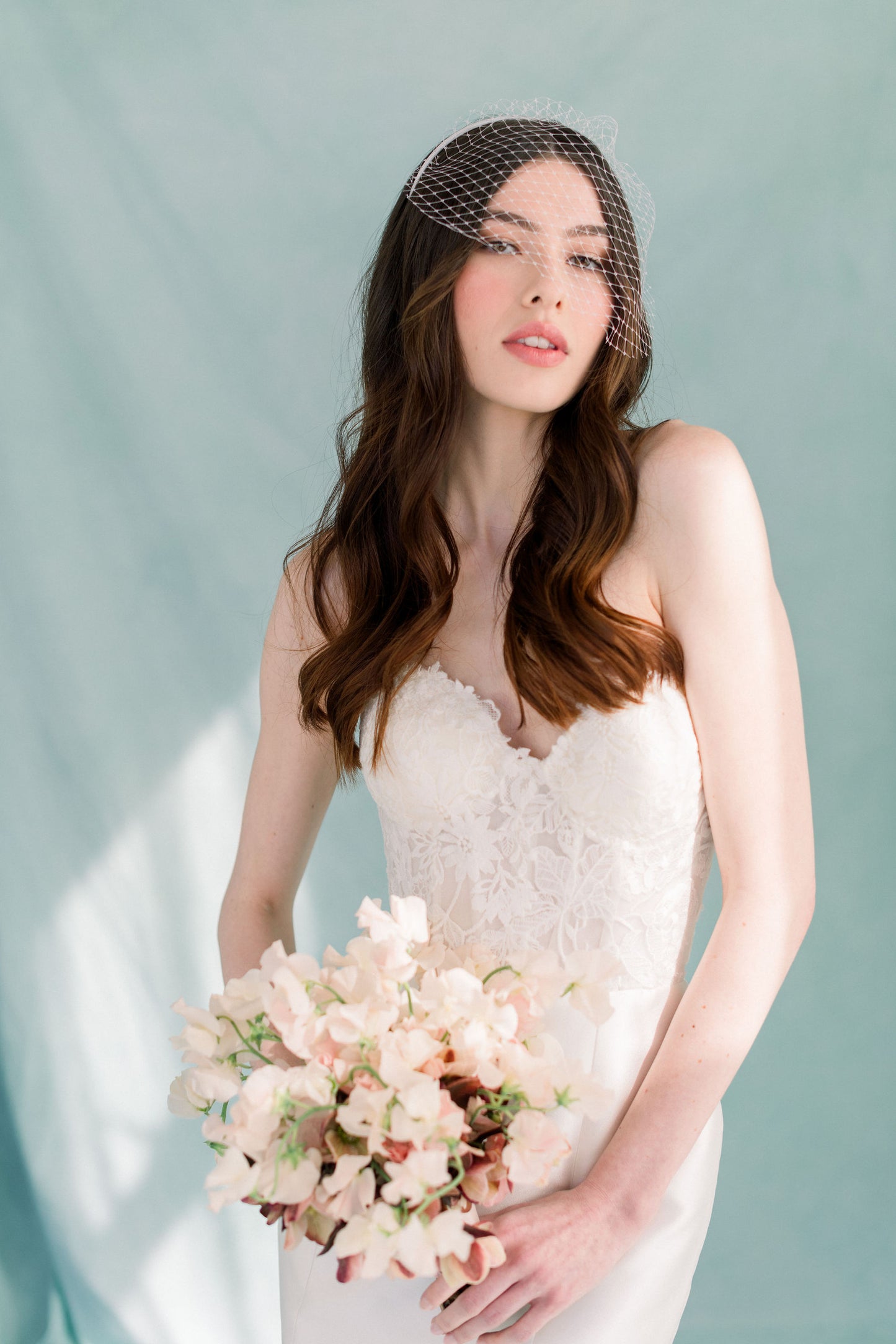 white mini birdcage veil