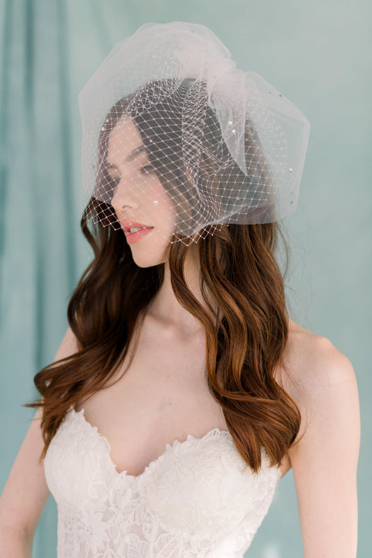 crystal double layer birdcage veil