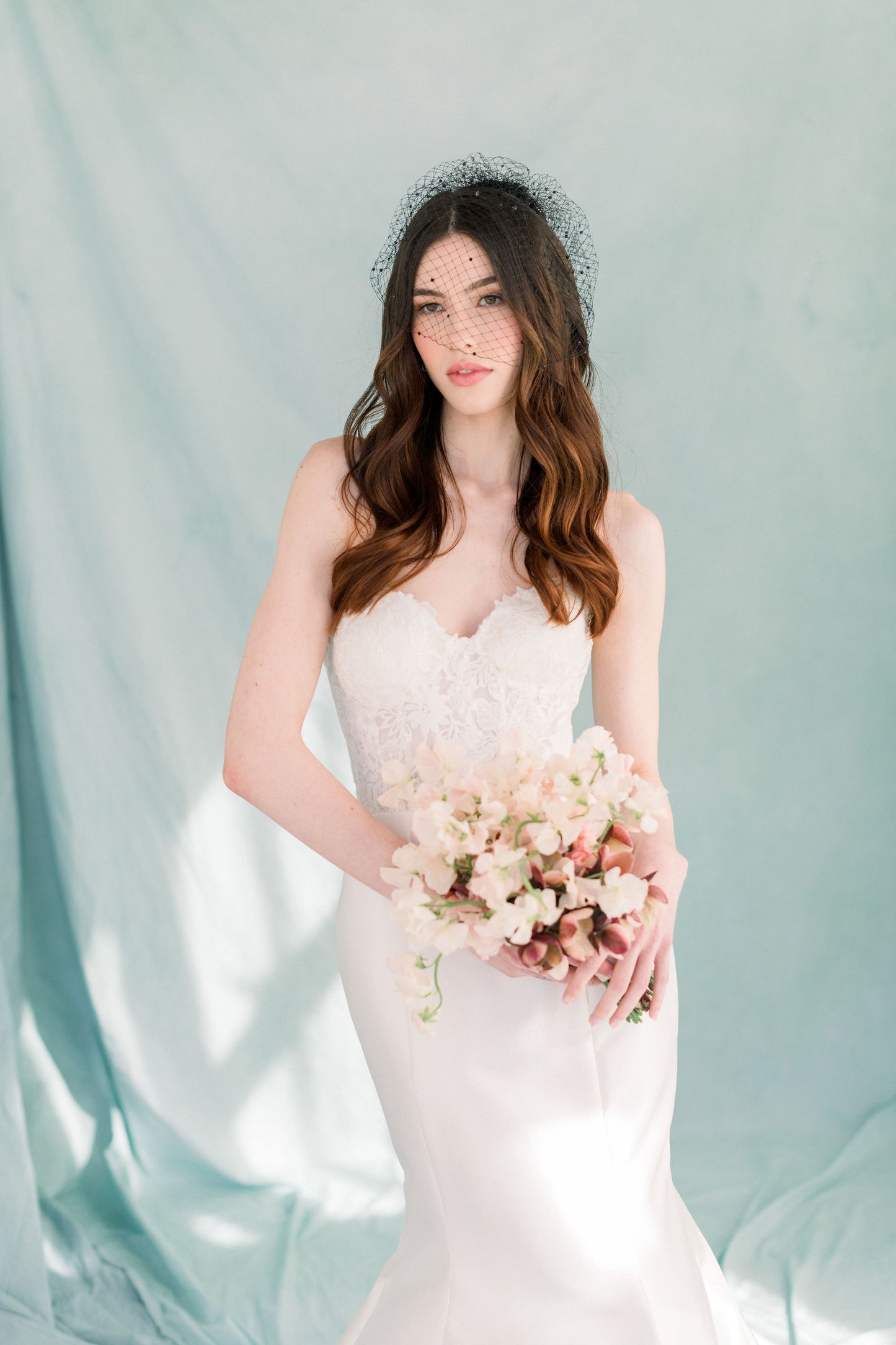 black birdcage veil