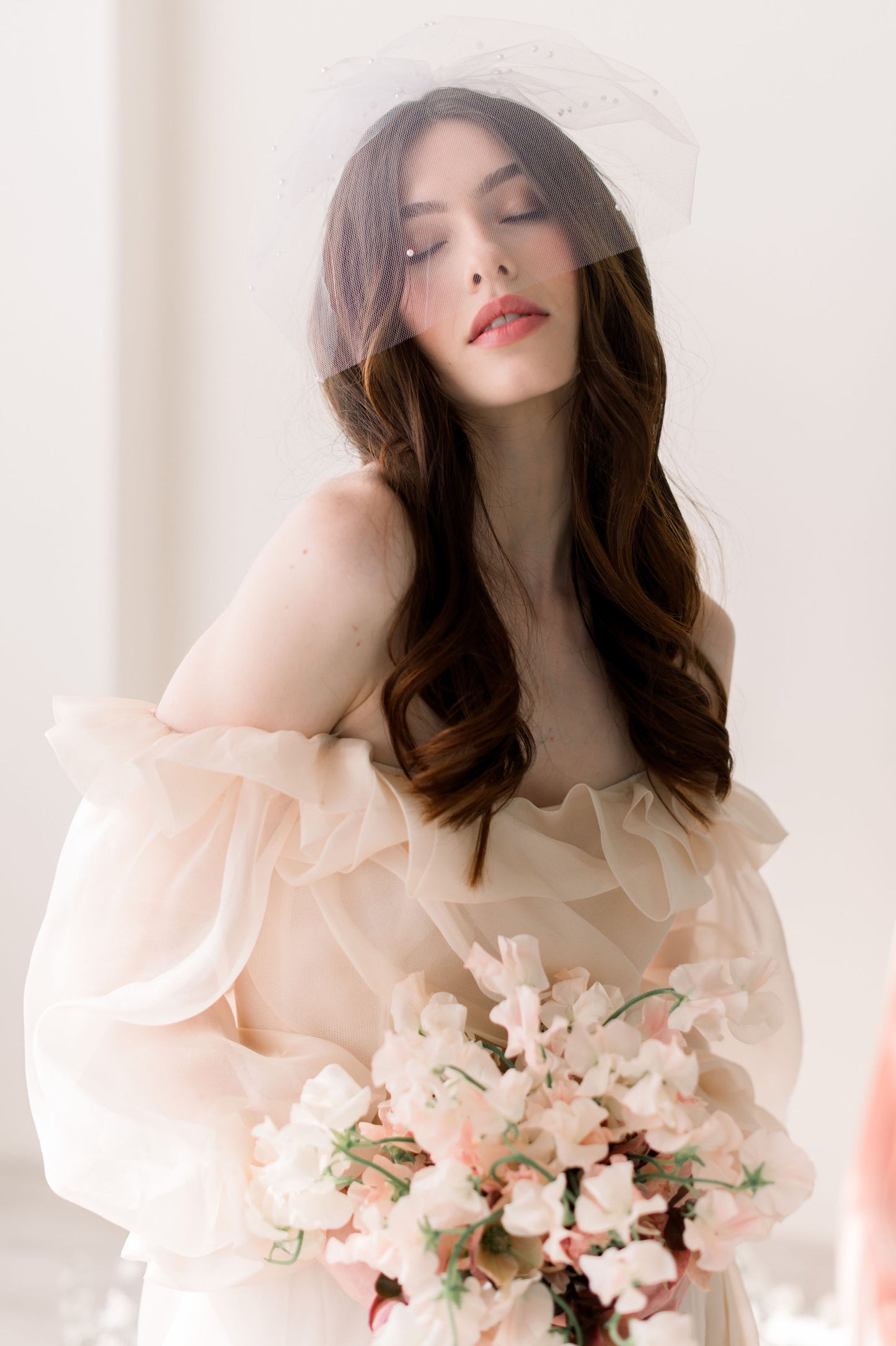 blusher birdcage veil