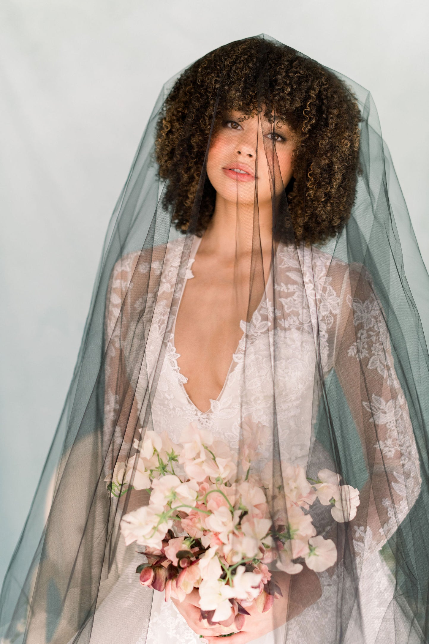 black tulle veil