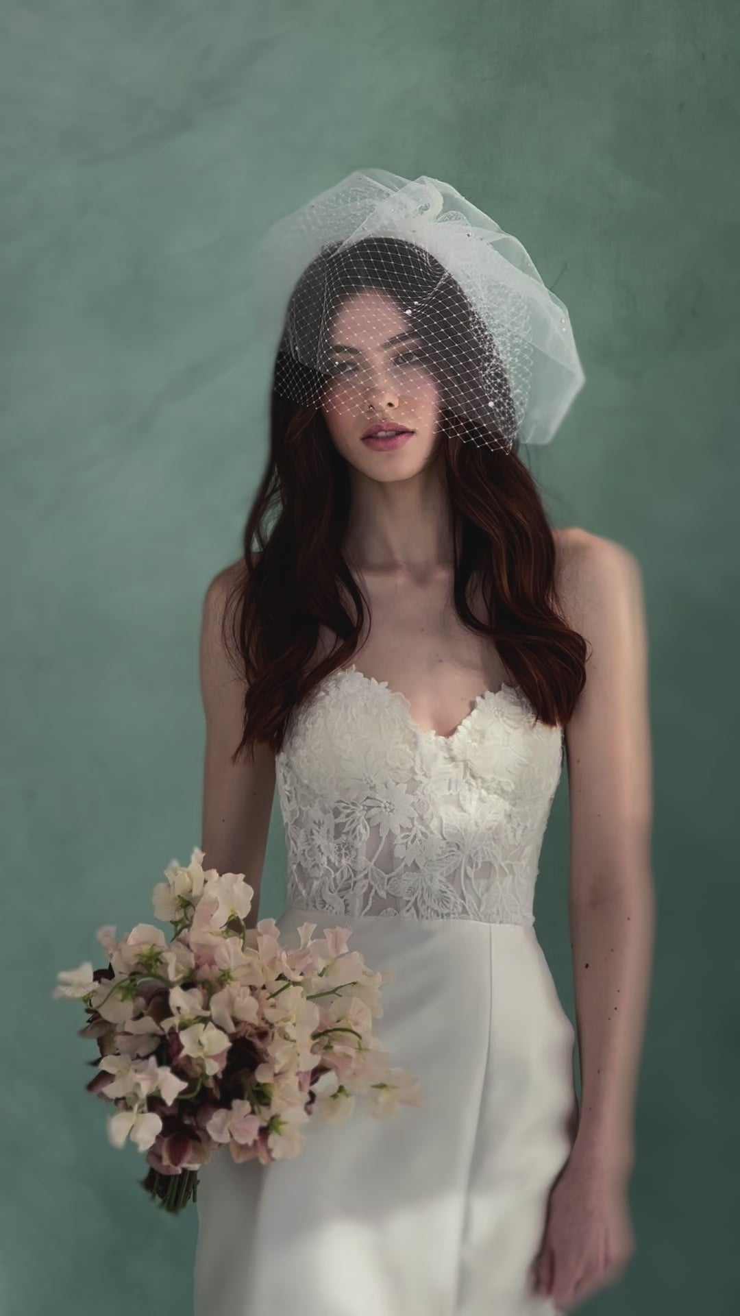 rhinestone double layer birdcage veil