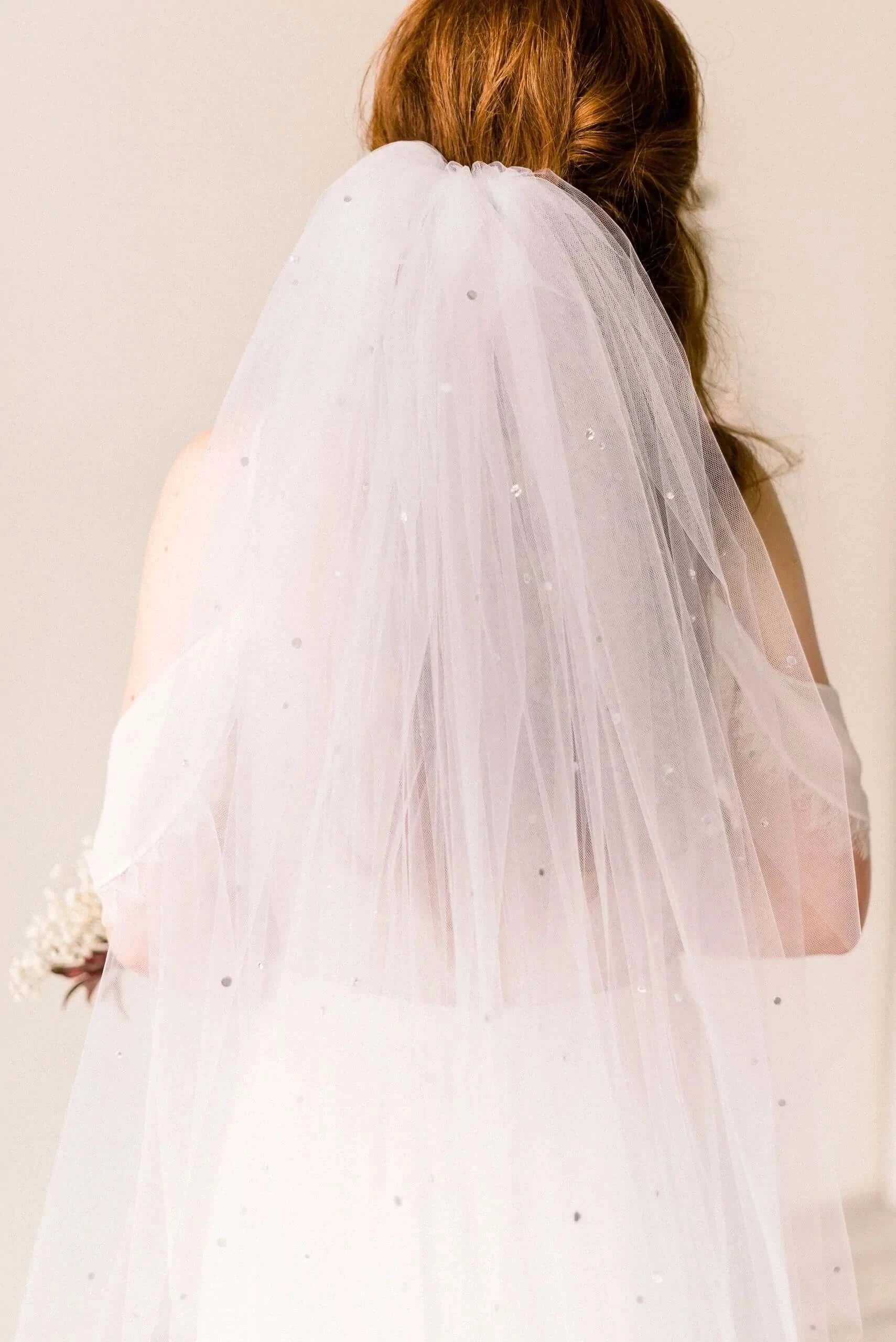 Blusher illusion tulle bridal veil with crystals - ready to ship Tessa Kim