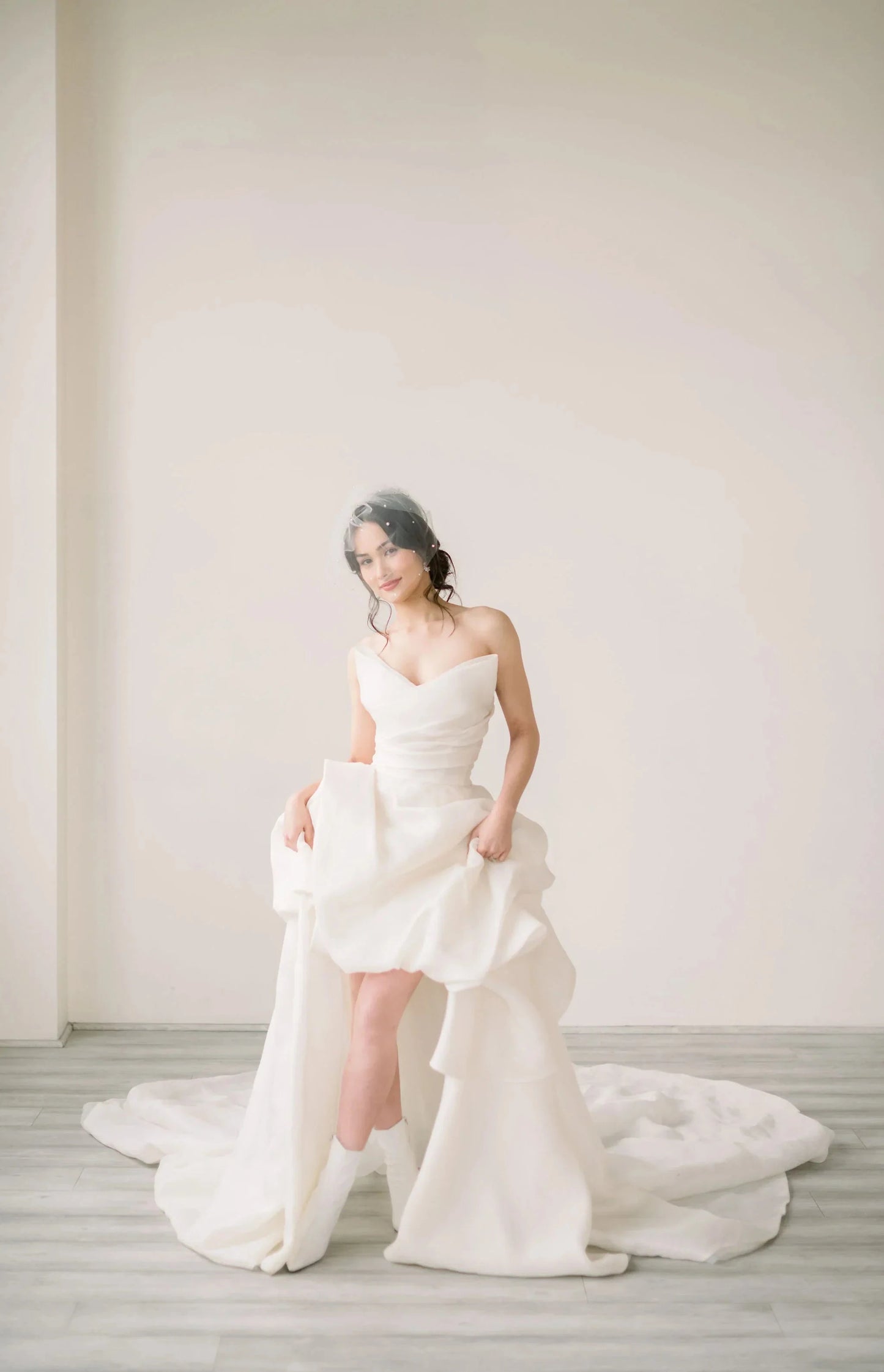 Crystal and pearl tulle birdcage veil - ready to ship Tessa Kim