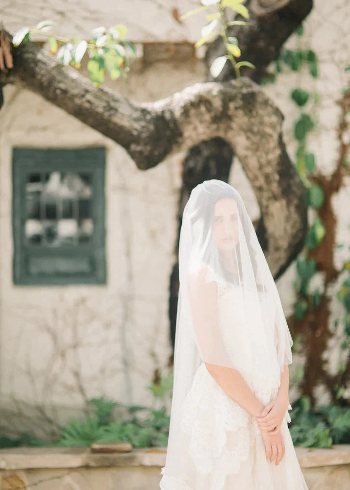 English net bridal veil with blusher - ready to ship Tessa Kim