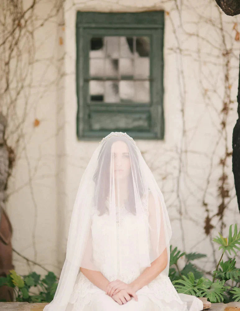 English net bridal veil with blusher - ready to ship Tessa Kim