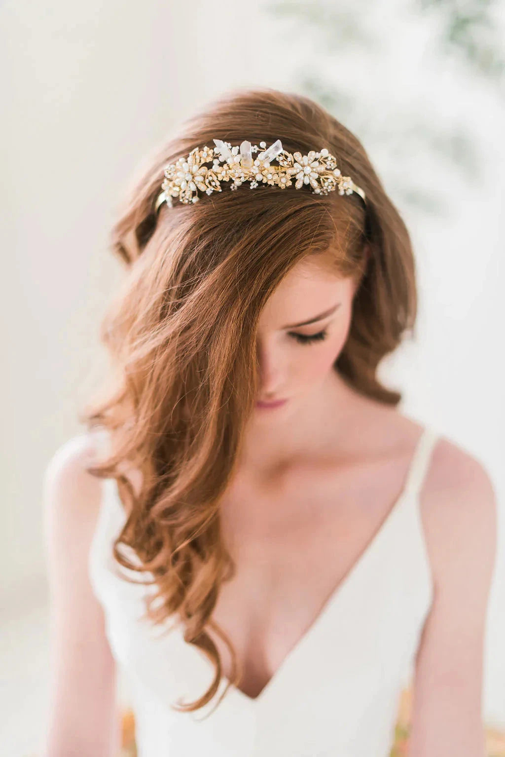 Gold Silver quartz tiara - Style 3105 Tessa Kim