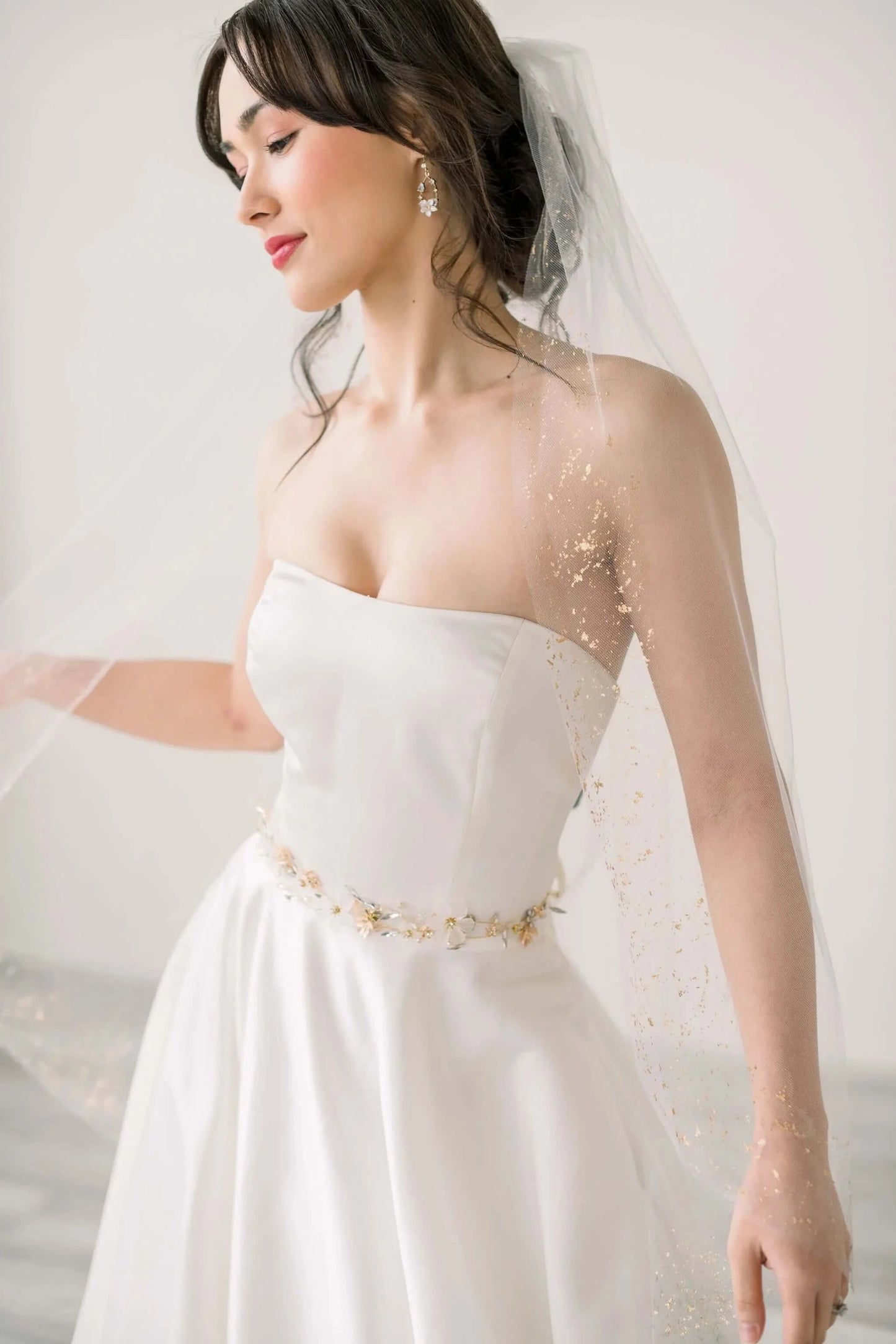 Gold mica flake bridal veil Tessa Kim