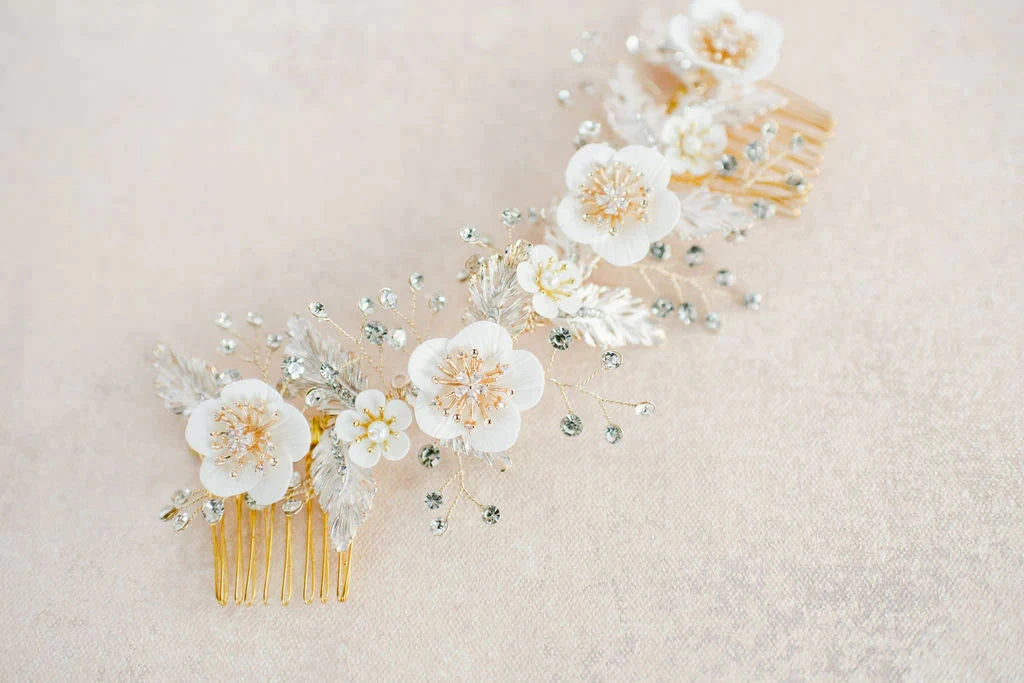 Golden flower headpiece - style 8010 - Ready to ship Tessa Kim
