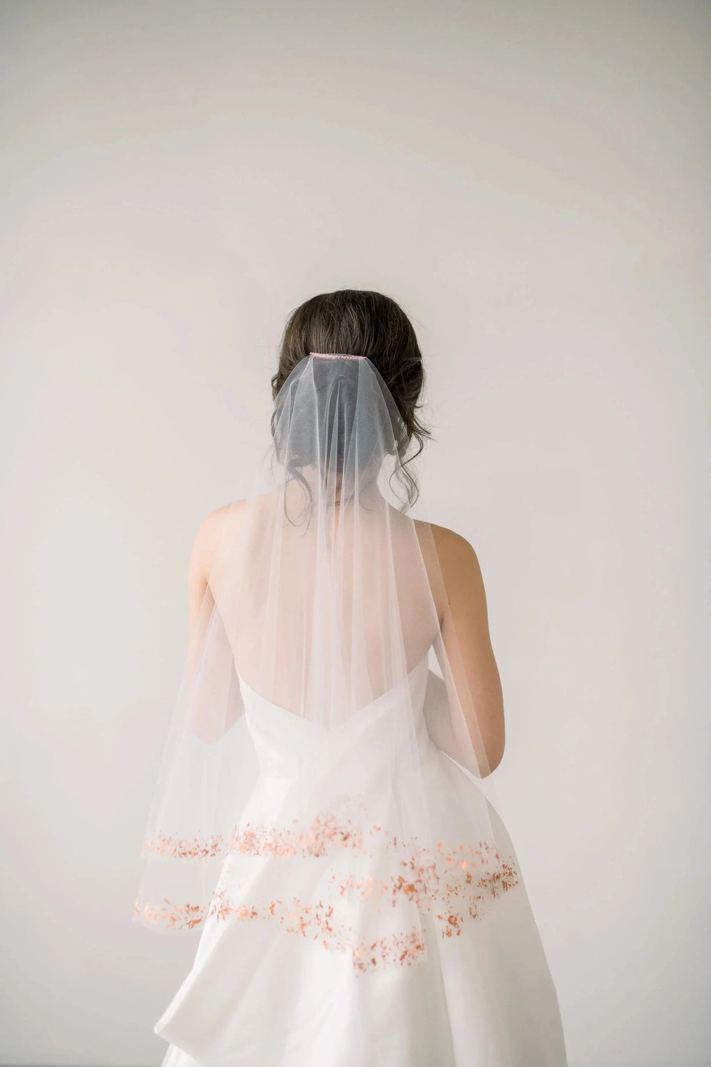 Hand painted rose gold flake drop veil Tessa Kim