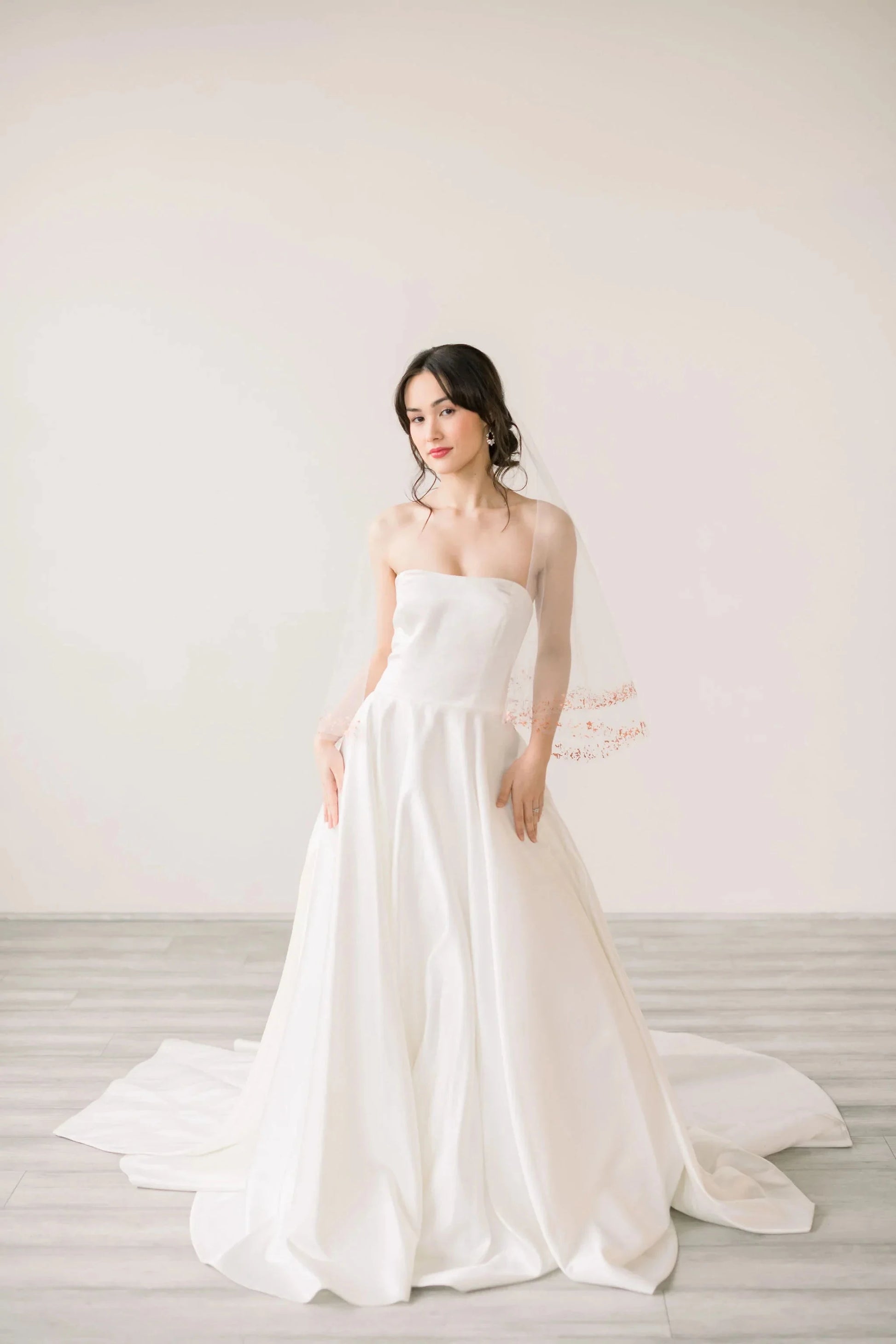 Hand painted rose gold flake drop veil Tessa Kim