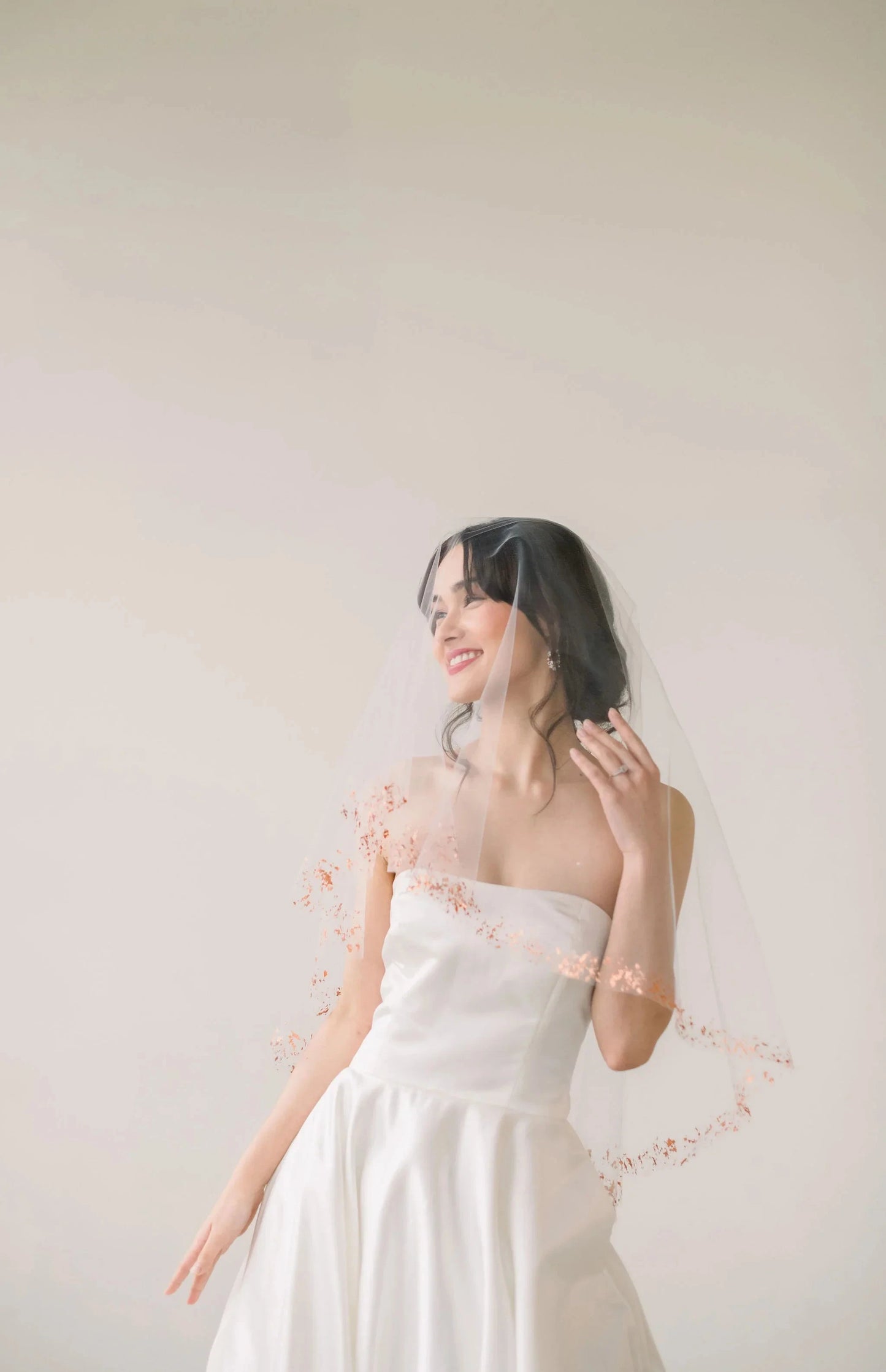 Hand painted rose gold flake drop veil Tessa Kim