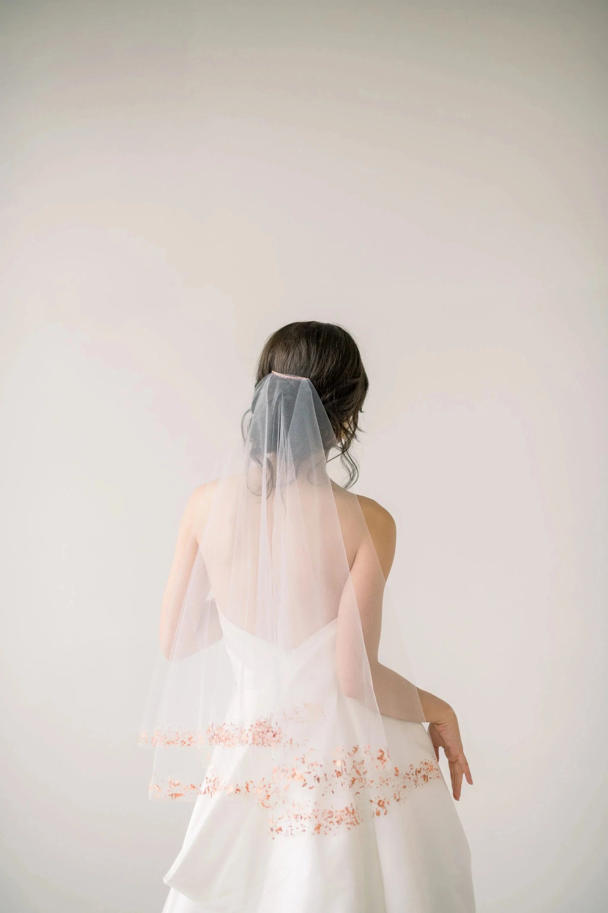 Hand painted rose gold flake drop veil Tessa Kim