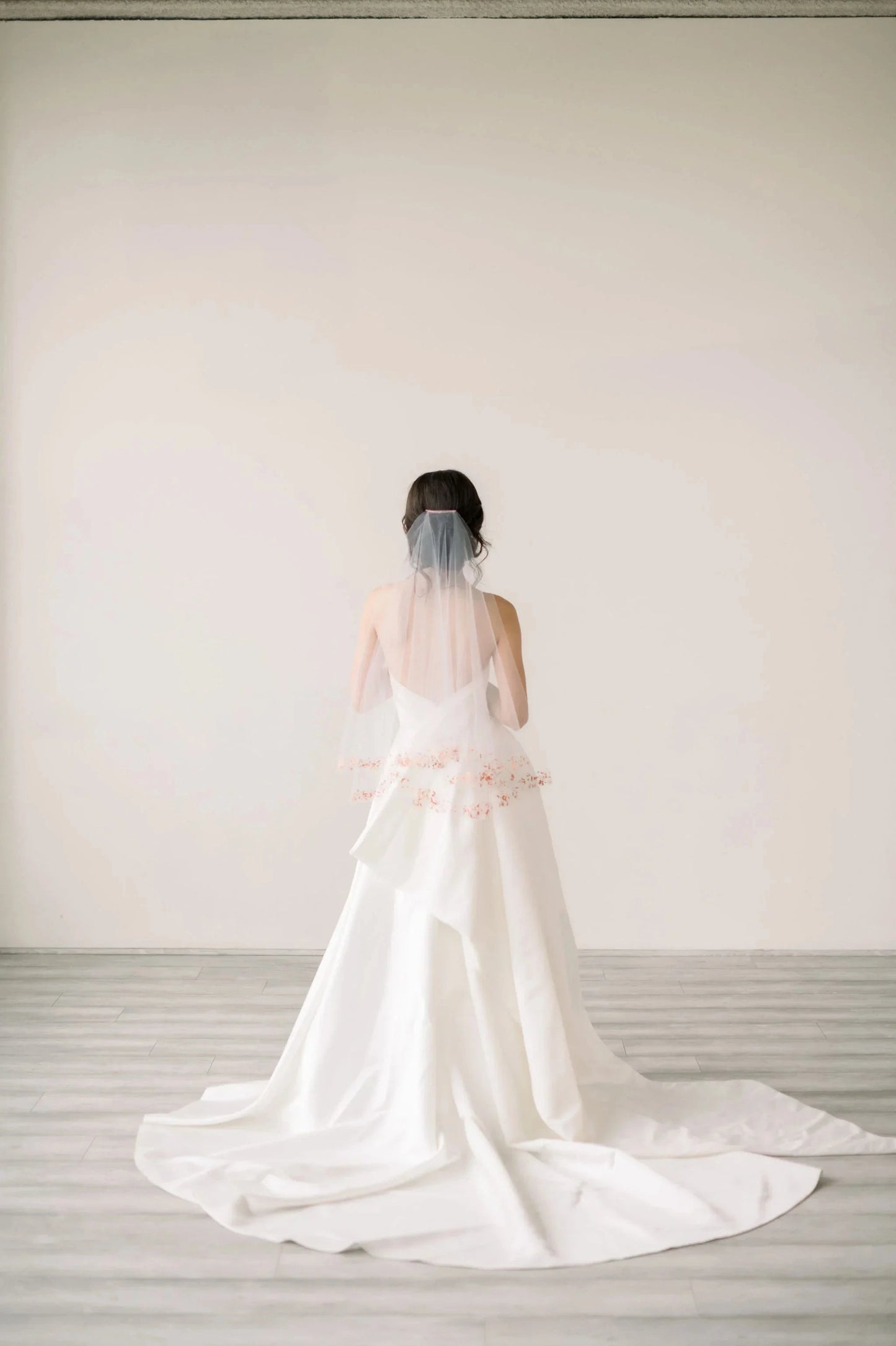 Hand painted rose gold flake drop veil Tessa Kim