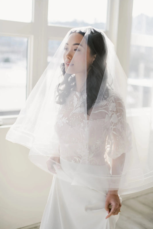 Horsehair trim drop circle veil Tessa Kim