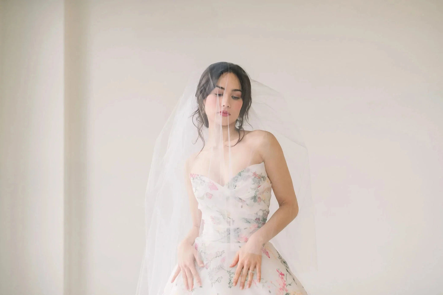 Illusion tulle bridal veil with blusher - ready to ship Tessa Kim