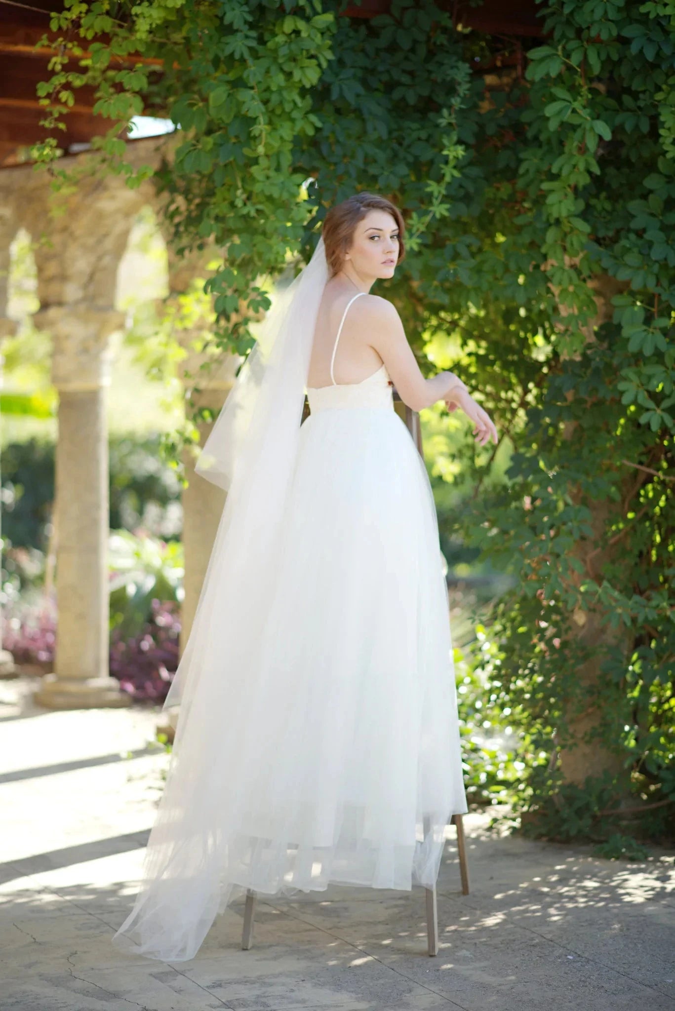 Illusion tulle circle drop bridal veil - ready to ship Tessa Kim