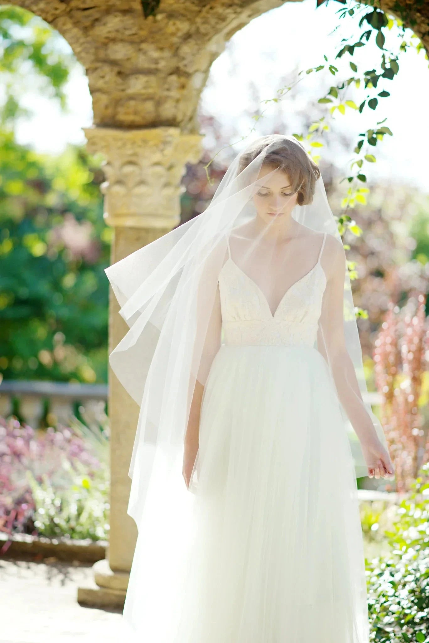 Illusion tulle circle drop bridal veil - ready to ship Tessa Kim