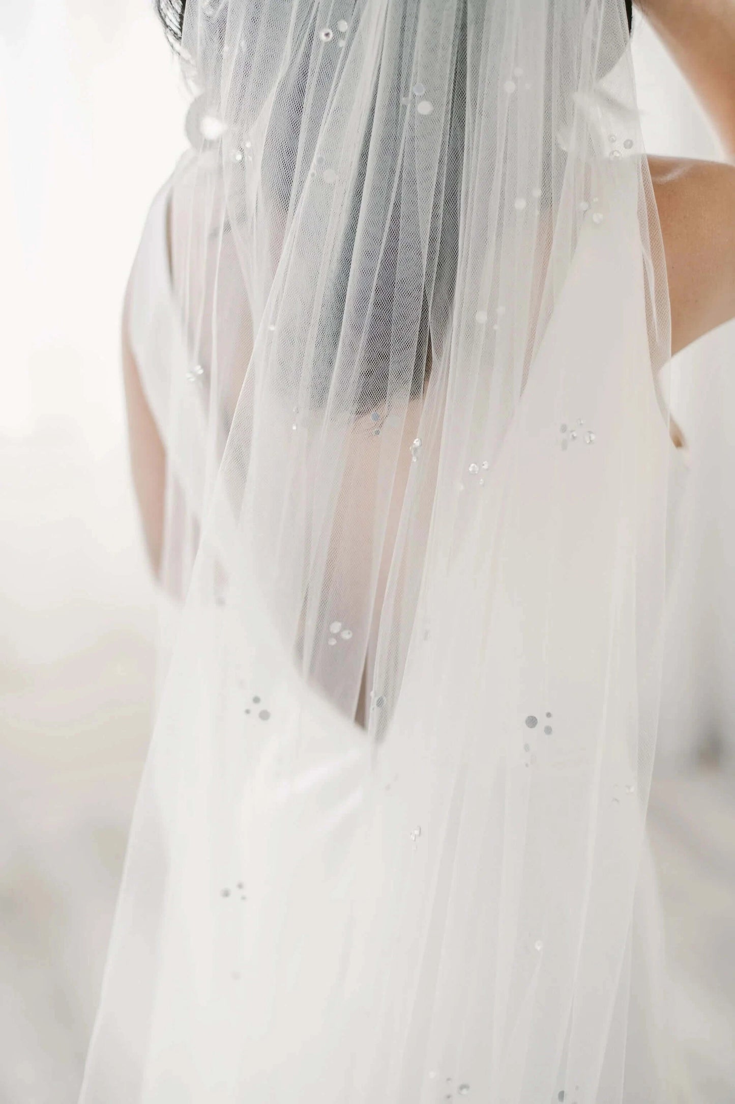 Illusion tulle veil with trio crystal accents - ready to ship Tessa Kim