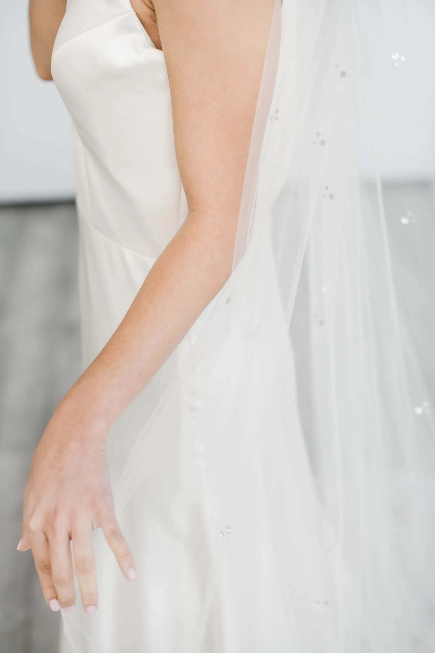 Illusion tulle veil with trio crystal accents - ready to ship Tessa Kim