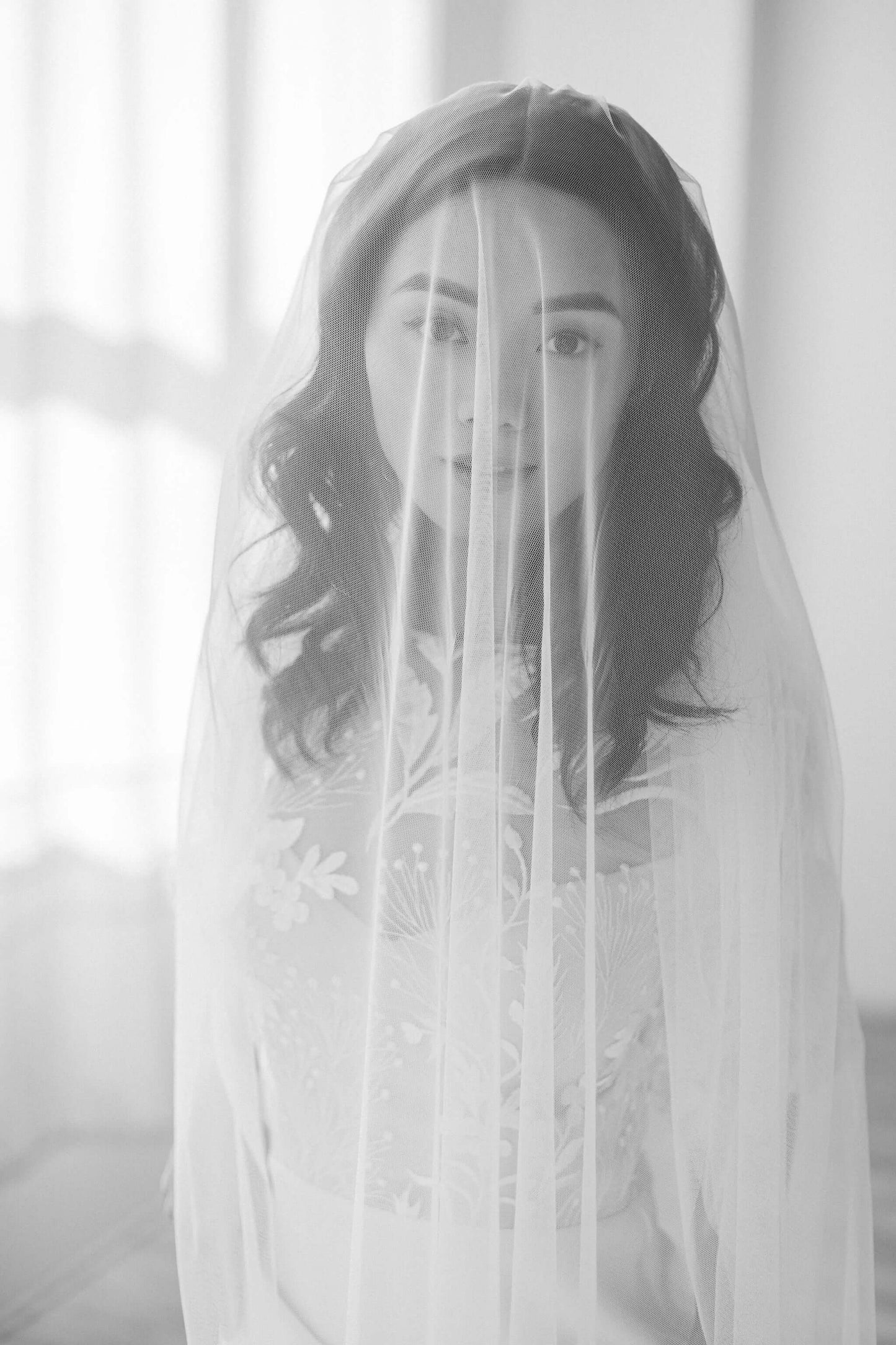 Italian tulle bridal veil with blusher Tessa Kim