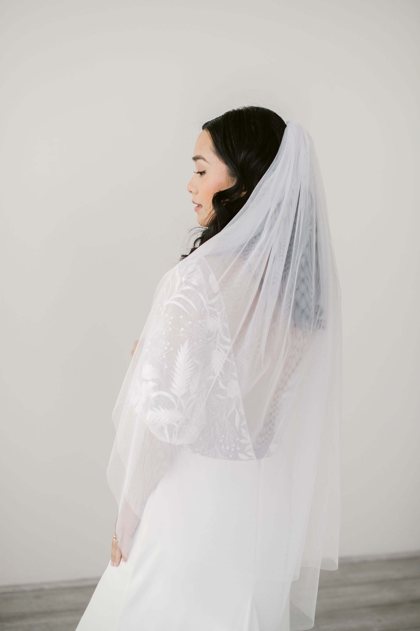 Italian tulle bridal veil with blusher Tessa Kim