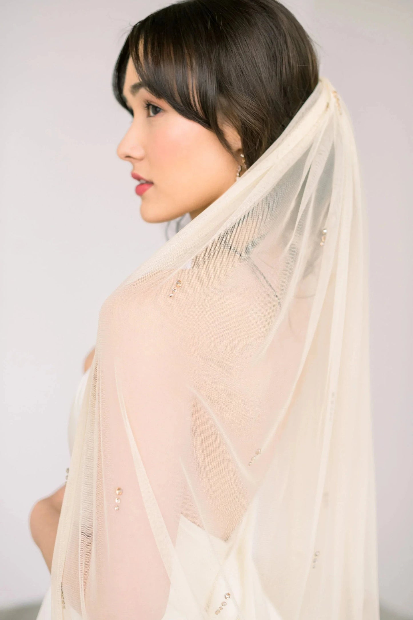 Italian tulle bridal veil with crystal accents Tessa Kim