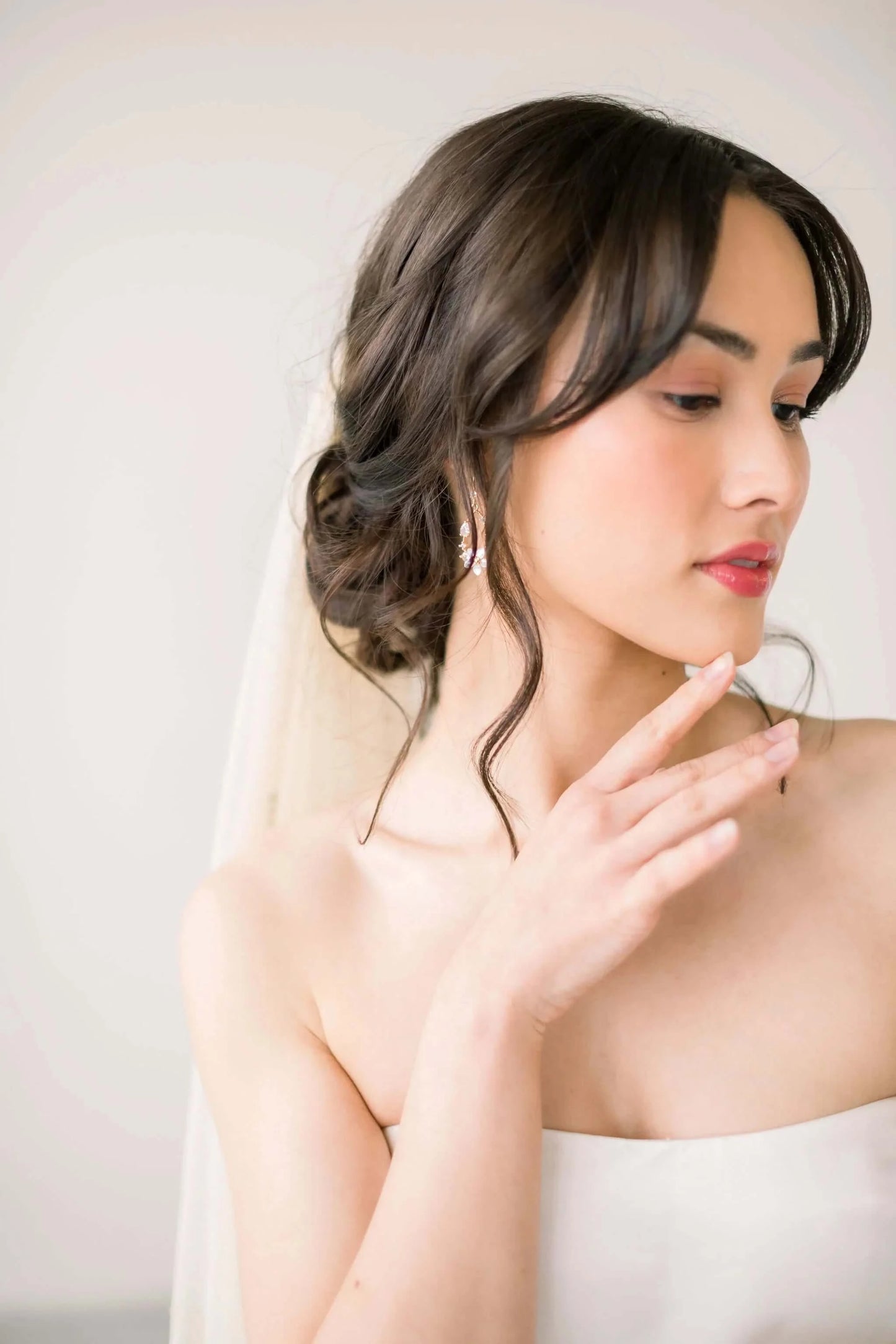 Italian tulle bridal veil with crystal accents Tessa Kim