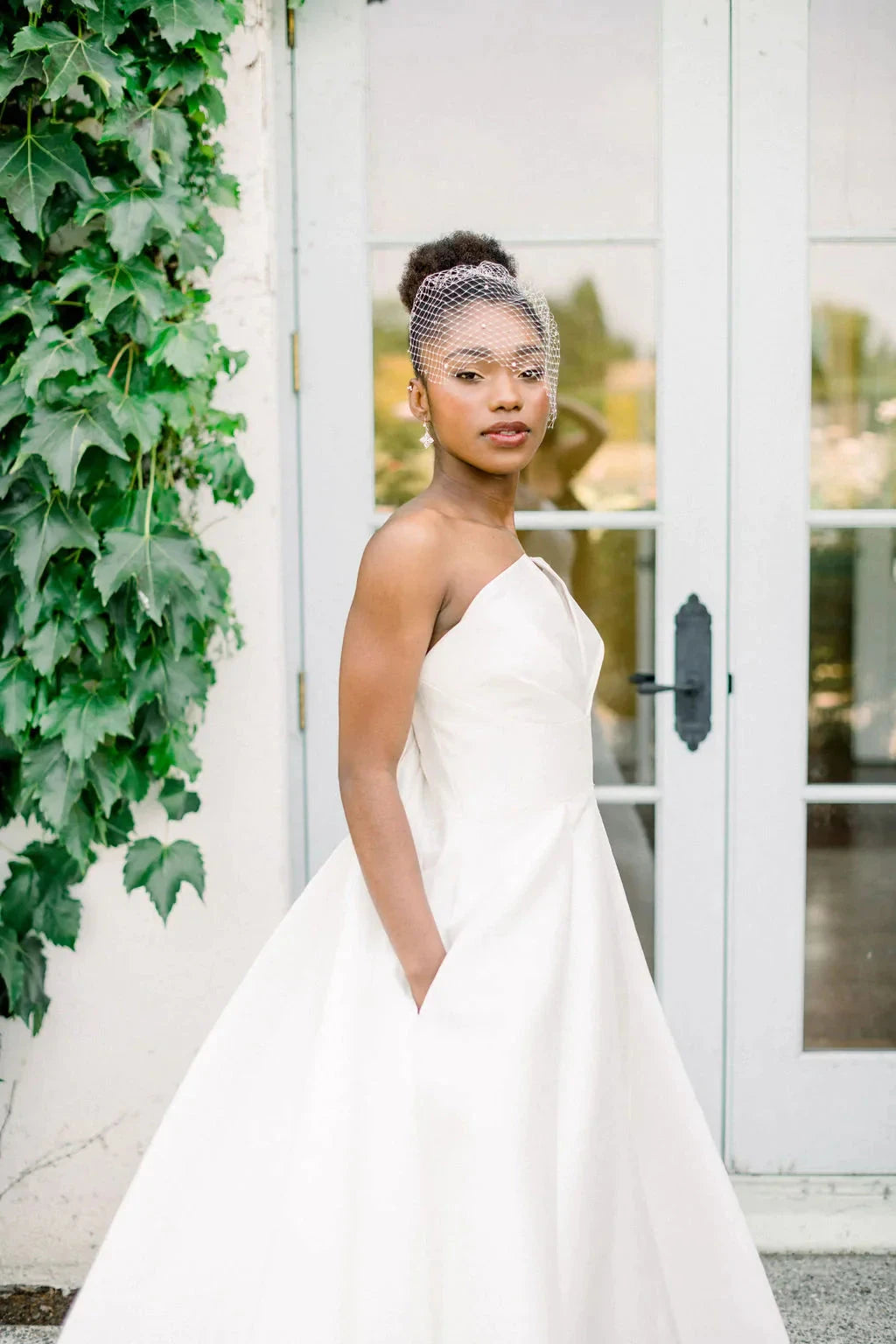 Mini birdcage veil with crystals - ready to ship Tessa Kim