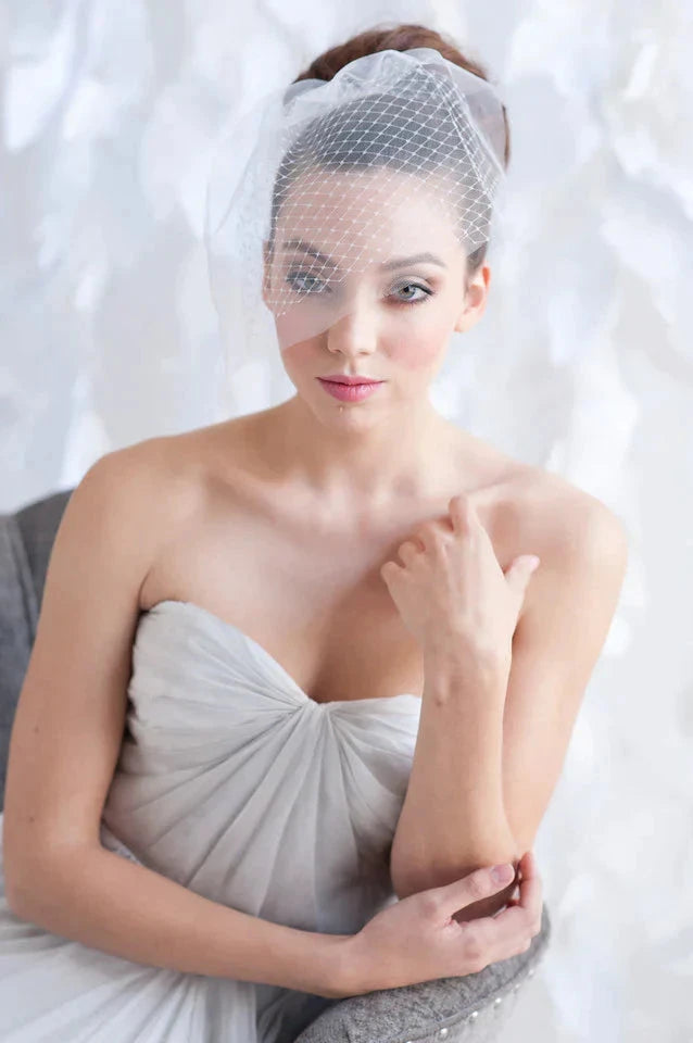 Mini double layer blusher birdcage veil - ready to ship Tessa Kim