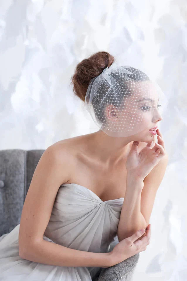 Mini double layer blusher birdcage veil - ready to ship Tessa Kim