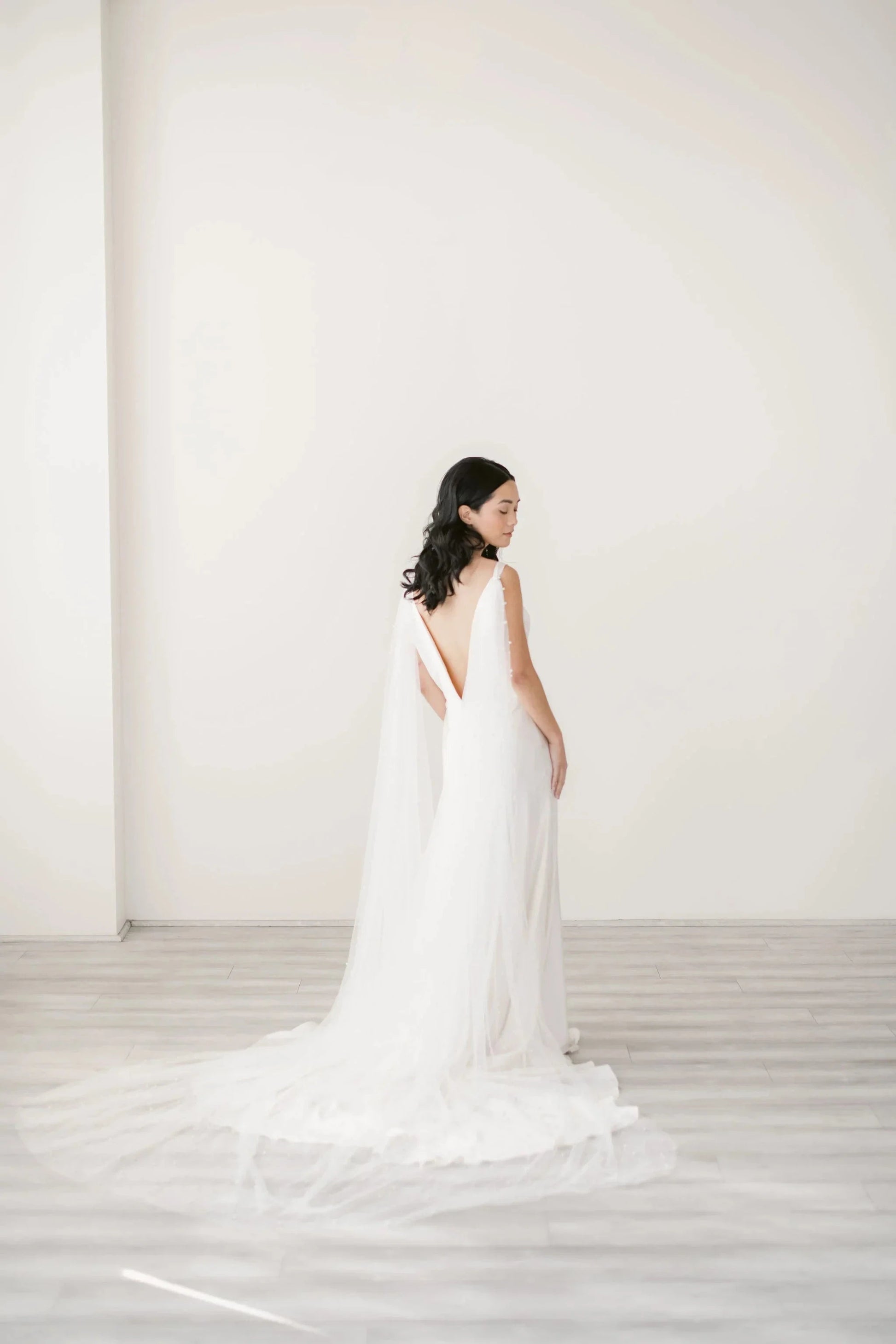 Pearl drape cape veil Tessa Kim