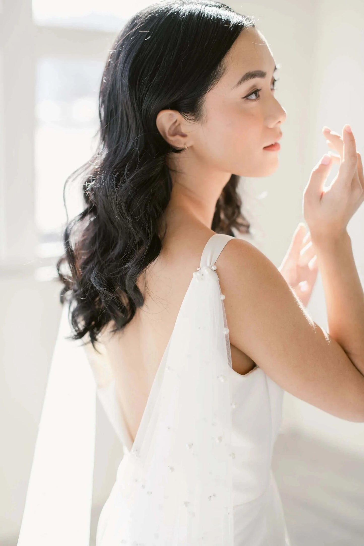 Pearl drape cape veil Tessa Kim