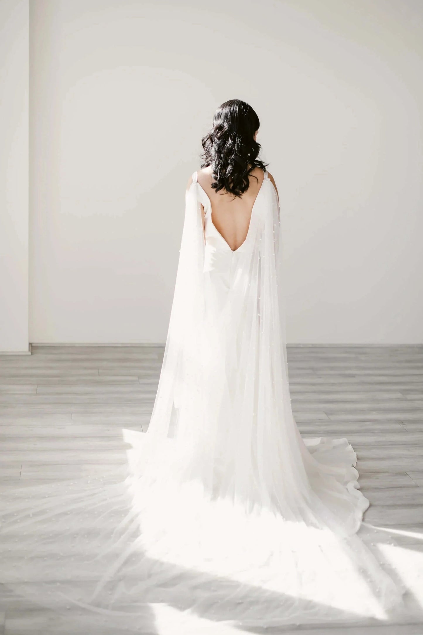 Pearl drape cape veil Tessa Kim