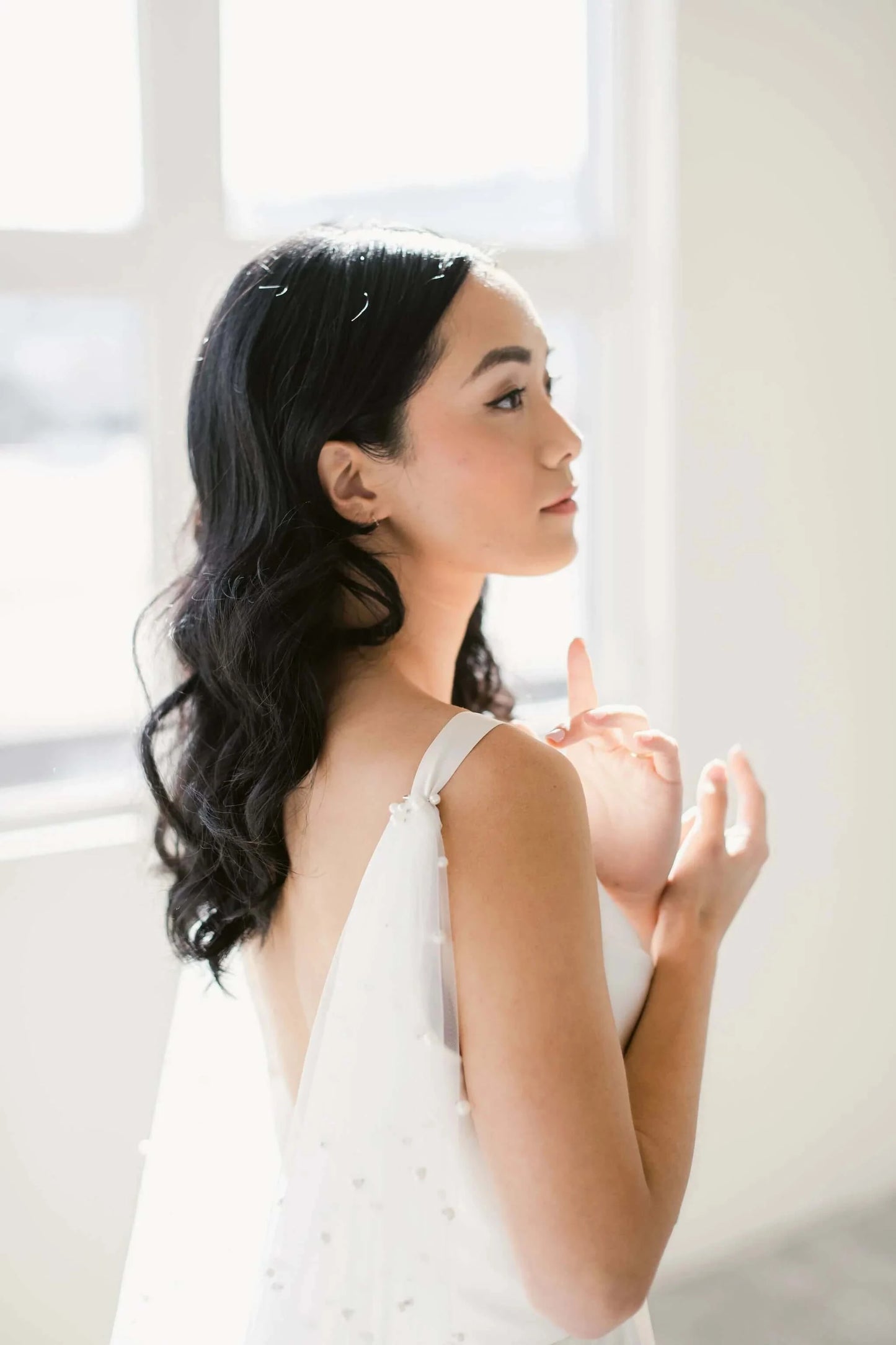 Pearl drape cape veil Tessa Kim