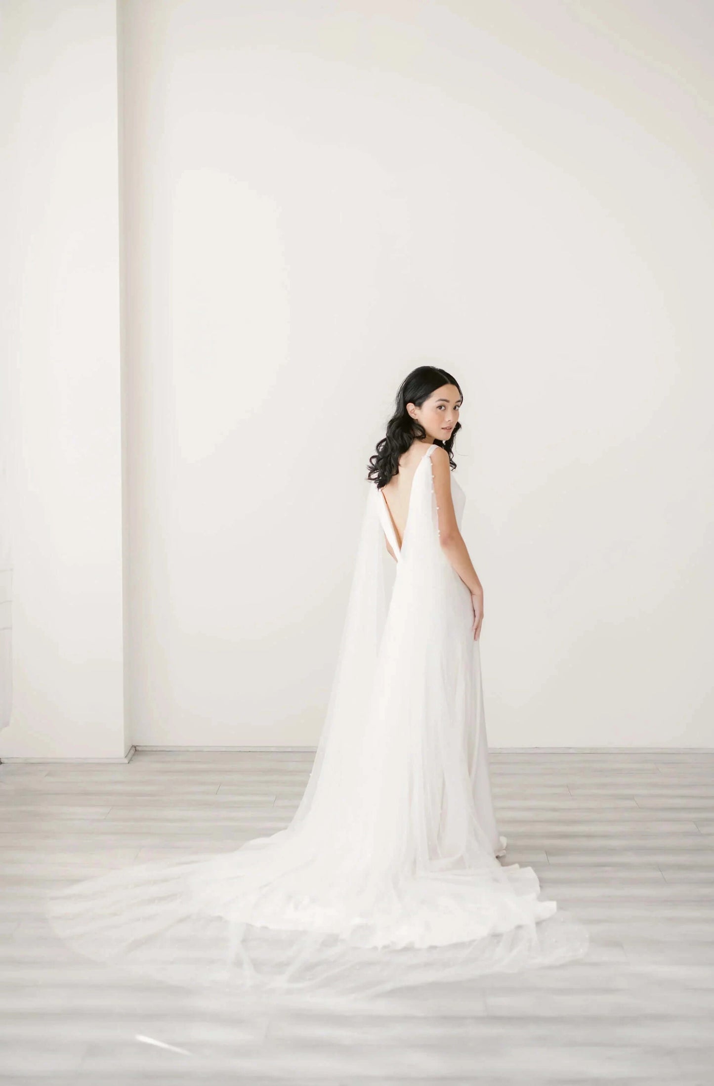 Pearl drape cape veil Tessa Kim